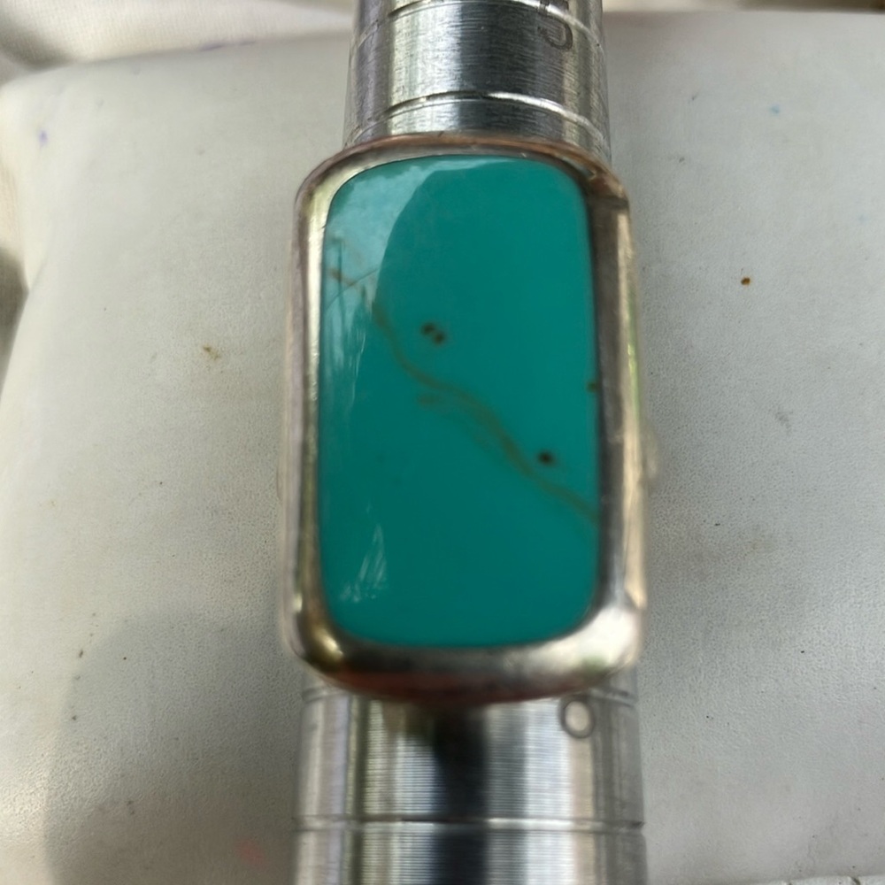Long FAS Sterling Silver and Turquoise Ring